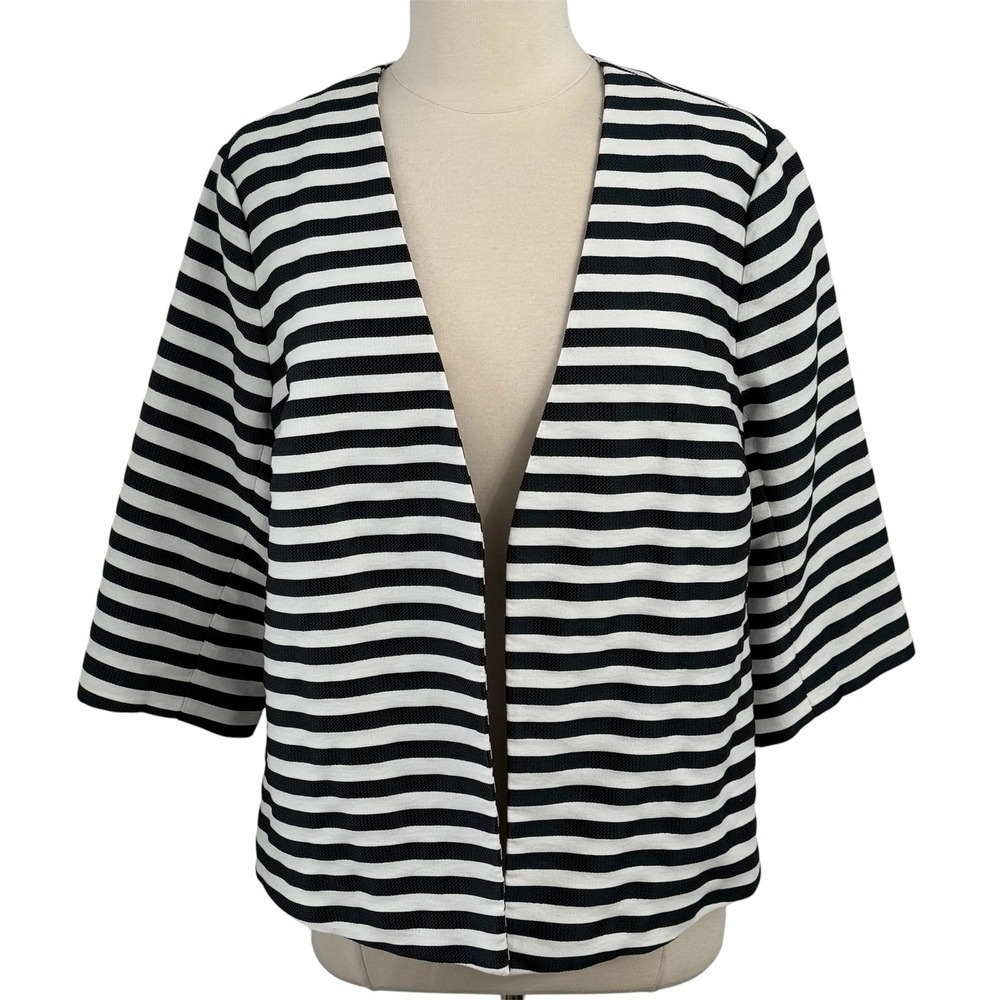 Susina Women's 3/4 Sleeve Striped Open Front Blazer